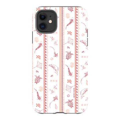 iPhone Tough Phone Case - Candy Stripes Coral