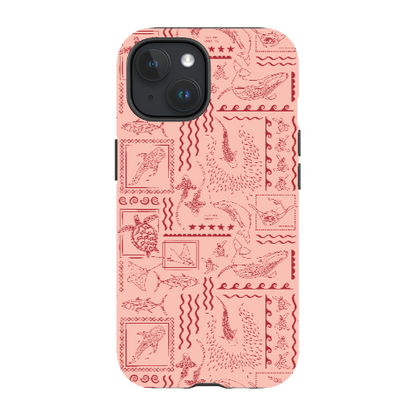 iPhone MagSafe Tough Phone Case - Busy Print Coral