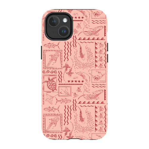iPhone MagSafe Tough Phone Case - Busy Print Coral
