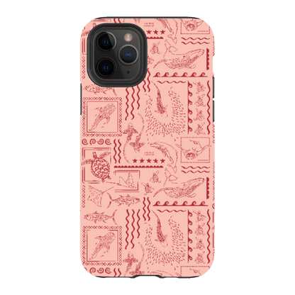 iPhone Tough Phone Case - Busy Print Coral