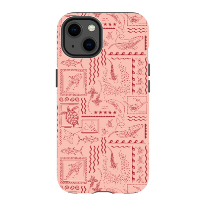iPhone Tough Phone Case - Busy Print Coral