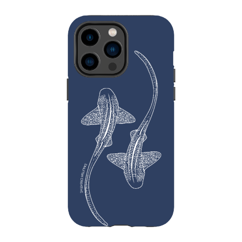 iPhone Tough Phone Case - Leopard Sharks Outline Navy - Sailfish Creative