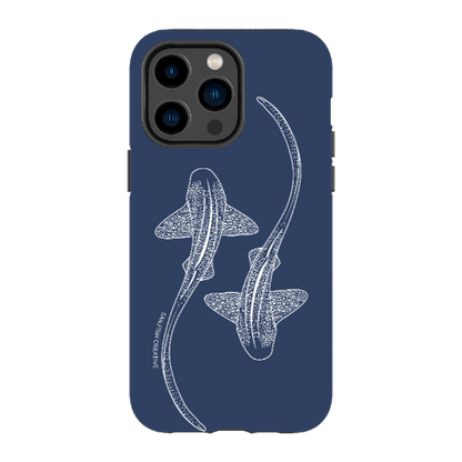iPhone Tough Phone Case - Leopard Sharks Outline Navy - Sailfish Creative