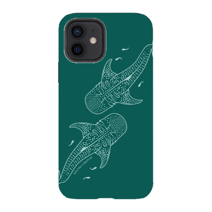 iPhone Tough Case - Whale Sharks Outline Emerald