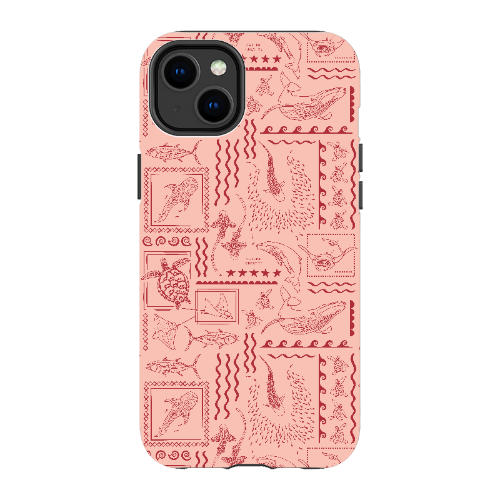 iPhone Tough Phone Case - Busy Print Coral