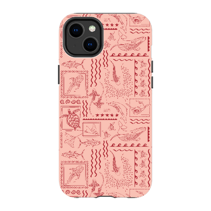 iPhone Tough Phone Case - Busy Print Coral