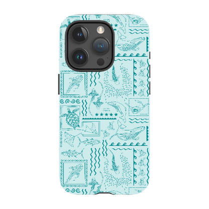 iPhone Tough Phone Case - Busy Print Teal