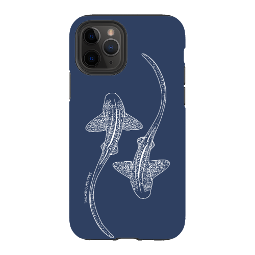 iPhone Tough Phone Case - Leopard Sharks Outline Navy - Sailfish Creative