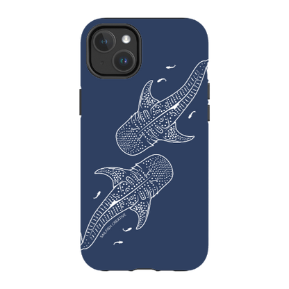 iPhone MagSafe Tough Case - Whale Sharks Outline Navy - Sailfish Creative
