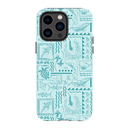 iPhone Tough Phone Case - Busy Print Teal