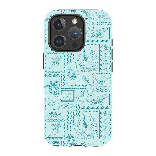 iPhone MagSafe Tough Phone Case - Busy Print Teal
