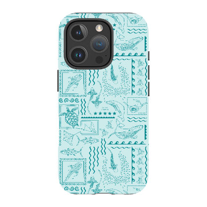 iPhone MagSafe Tough Phone Case - Busy Print Teal