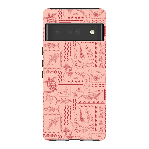 Google Pixel Tough Phone Case - Busy Print Coral