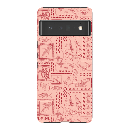 Google Pixel Tough Phone Case - Busy Print Coral