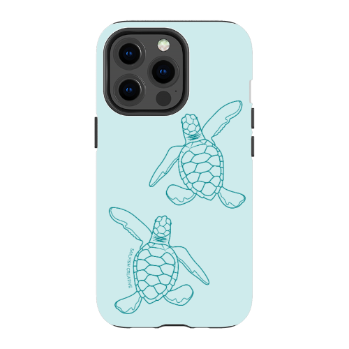 iPhone Tough Phone Case - Turtle Hatchlings Outline Teal - Sailfish Creative