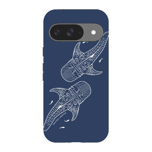 Google Pixel Tough Phone Case - Whale Sharks Outline Navy - Sailfish Creative