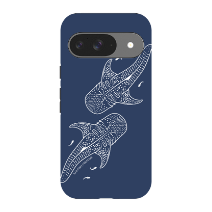 Google Pixel Tough Phone Case - Whale Sharks Outline Navy - Sailfish Creative
