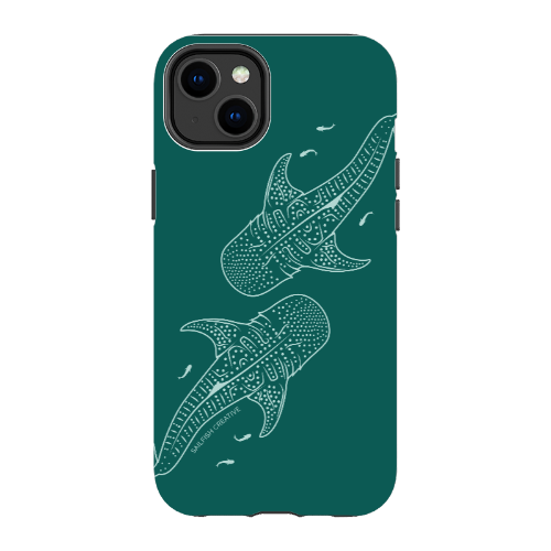 iPhone Tough Case - Whale Sharks Outline Emerald