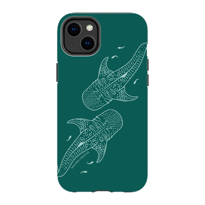 iPhone Tough Case - Whale Sharks Outline Emerald