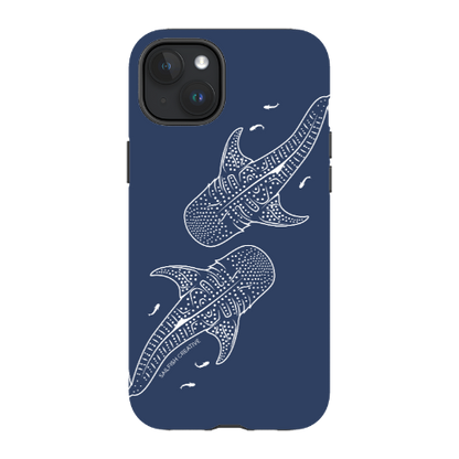 iPhone MagSafe Tough Case - Whale Sharks Outline Navy - Sailfish Creative