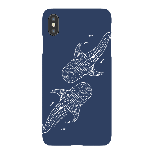 iPhone Snap Phone Case - Whale Sharks Outline Navy - Sailfish Creative