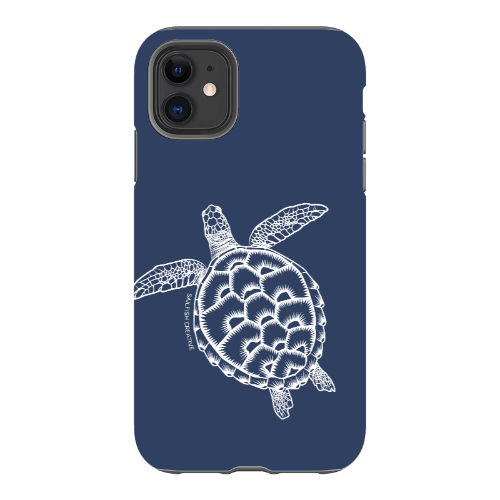 iPhone Tough Phone Case - Turtle Outline Navy - Sailfish Creative