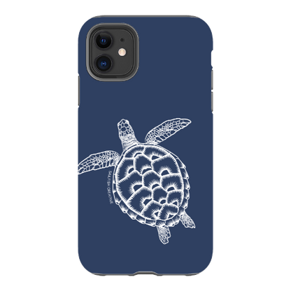 iPhone Tough Phone Case - Turtle Outline Navy - Sailfish Creative