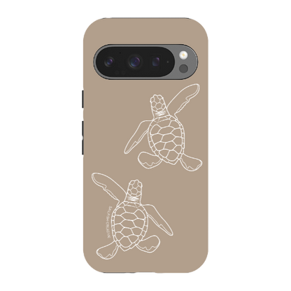 Google Pixel Tough Phone Case - Turtle Hatchlings Outline Natural