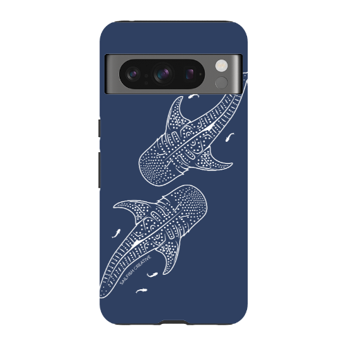 Google Pixel Tough Phone Case - Whale Sharks Outline Navy - Sailfish Creative