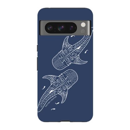 Google Pixel Tough Phone Case - Whale Sharks Outline Navy - Sailfish Creative