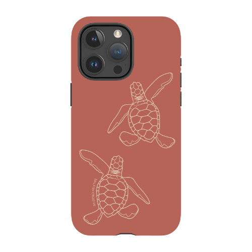 iPhone Tough Case - Turtle Hatchlings Outline Rusty Coral