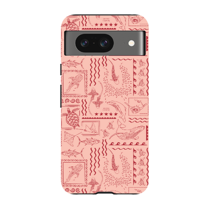 Google Pixel Tough Phone Case - Busy Print Coral