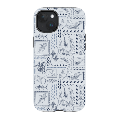 iPhone MagSafe Tough Phone Case - Busy Print Overcast Blue
