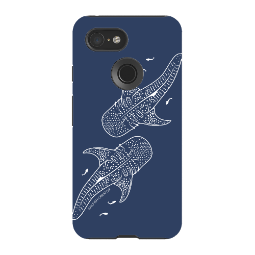 Google Pixel Tough Phone Case - Whale Sharks Outline Navy - Sailfish Creative