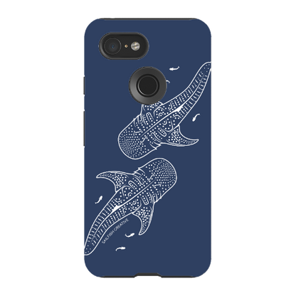 Google Pixel Tough Phone Case - Whale Sharks Outline Navy - Sailfish Creative