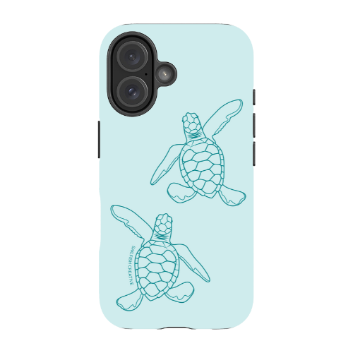 iPhone Tough Phone Case - Turtle Hatchlings Outline Teal - Sailfish Creative