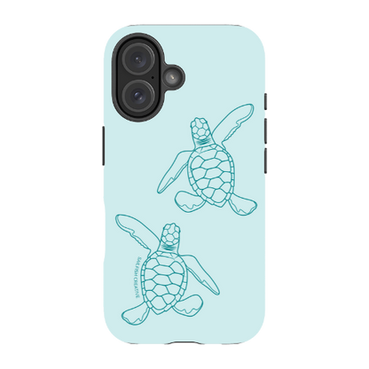 iPhone Tough Phone Case - Turtle Hatchlings Outline Teal - Sailfish Creative