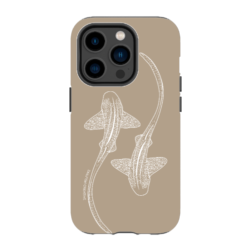 iPhone Tough Phone Case - Leopard Sharks Outline Natural - Sailfish Creative