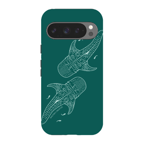 Google Pixel Tough Phone Case - Whale Sharks Outline Emerald