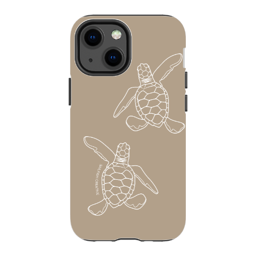 iPhone Tough Phone Case - Turtle Hatchlings Outline Natural - Sailfish Creative