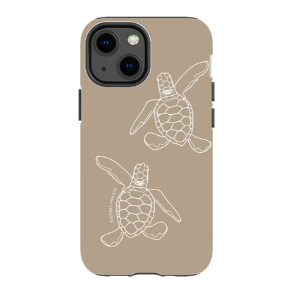 iPhone Tough Phone Case - Turtle Hatchlings Outline Natural - Sailfish Creative