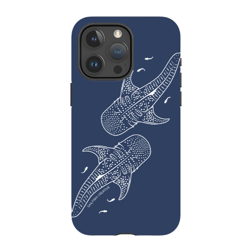 iPhone MagSafe Tough Case - Whale Sharks Outline Navy - Sailfish Creative