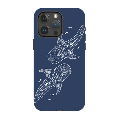 iPhone MagSafe Tough Case - Whale Sharks Outline Navy - Sailfish Creative