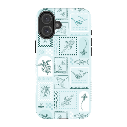 iPhone MagSafe Tough Phone Case - Arches Print Teal