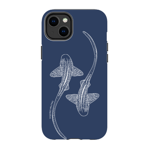 iPhone Tough Phone Case - Leopard Sharks Outline Navy - Sailfish Creative