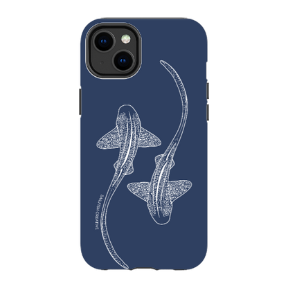 iPhone Tough Phone Case - Leopard Sharks Outline Navy - Sailfish Creative