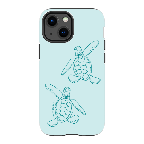 iPhone Tough Phone Case - Turtle Hatchlings Outline Teal - Sailfish Creative