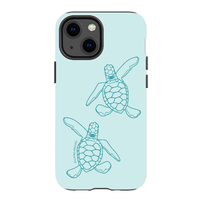iPhone Tough Phone Case - Turtle Hatchlings Outline Teal - Sailfish Creative