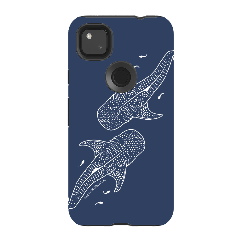 Google Pixel Tough Phone Case - Whale Sharks Outline Navy - Sailfish Creative