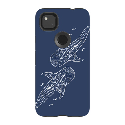 Google Pixel Tough Phone Case - Whale Sharks Outline Navy - Sailfish Creative